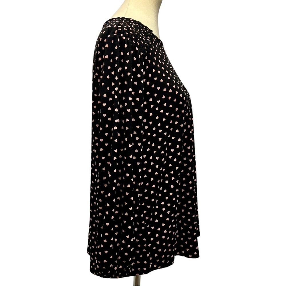 Adrianna Papell Black Heart Print Long Sleeve Top Women’s XL - Picture 9 of 13